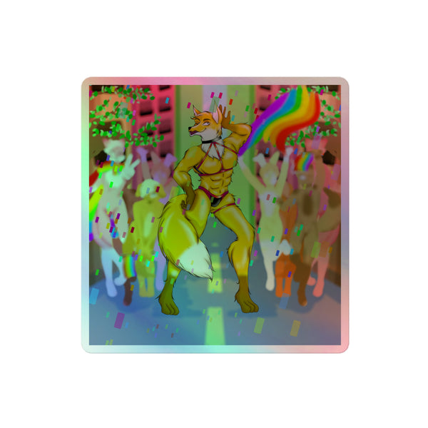 Gay Furry Pride Holographic Stickers