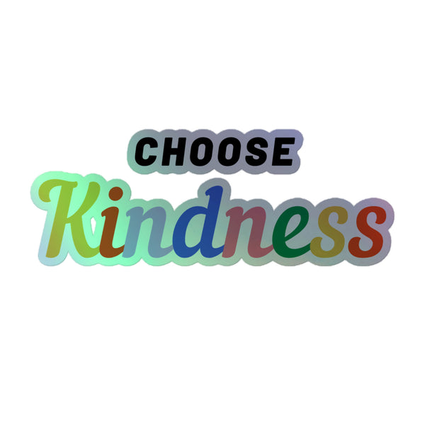 Choose Kindness Holographic Stickers feature bold typography and a rainbow gradient, embodying vibrant queer pride and self-expression, perfect for adorning indoor surfaces with empowering, inclusive flair.