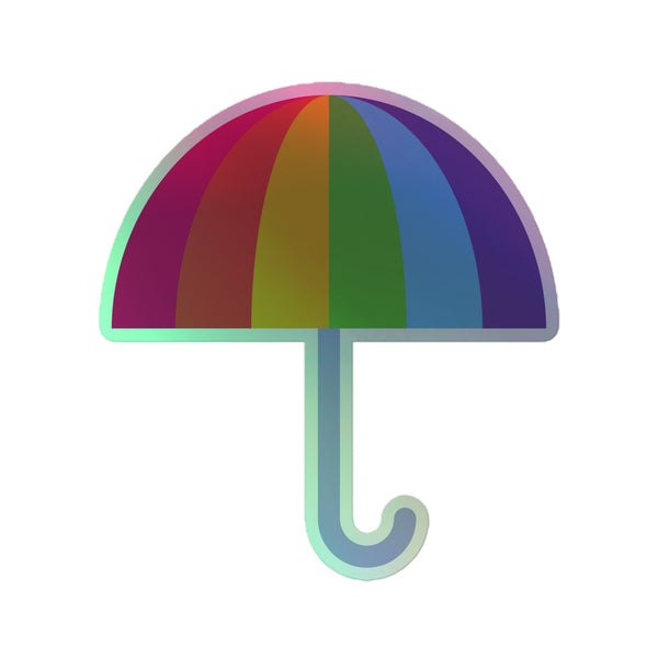 The Gay Umbrella Holographic Stickers feature a rainbow-segmented umbrella icon, symbolizing vibrant queer pride and self-expression, crafted in durable vinyl for bold, joyful, and inclusive visibility.