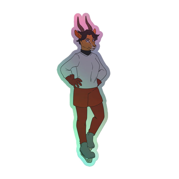 Sporty Dyke Holographic Stickers feature an anthropomorphic deer character with a human form, adorned in sporty attire. This vibrant sticker embodies queer pride, celebrating self-expression and inclusivity with a captivating holographic shimmer.
