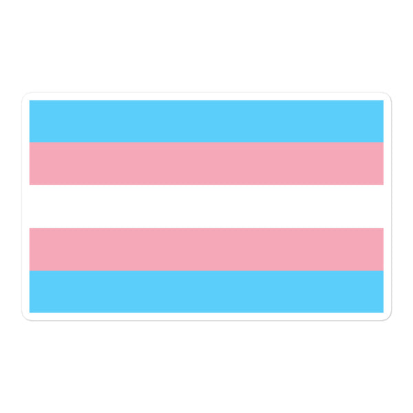 Transgender Pride Flag Bubble-Free Stickers featuring bold, horizontal stripes in light blue, pink, and white. Crafted from durable vinyl for smooth, defiant application, celebrating pride and self-expression.