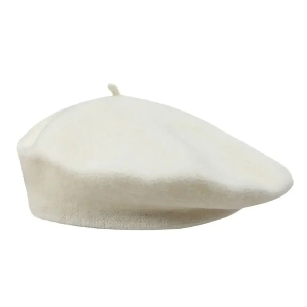 La femme elegant beret photographed in a side view.