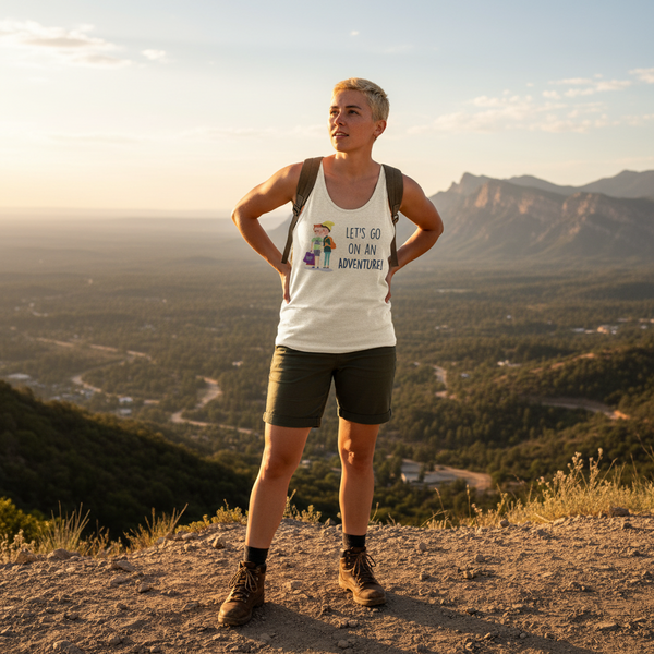 Lets Go On an Adventure unisex tank top with bold text