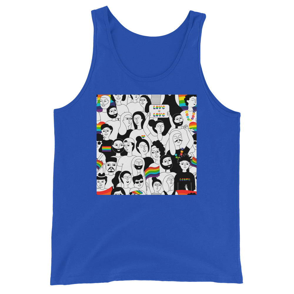 gays clothes: LGBT Pride Unisex Tank Top with a bold cartoon face pattern