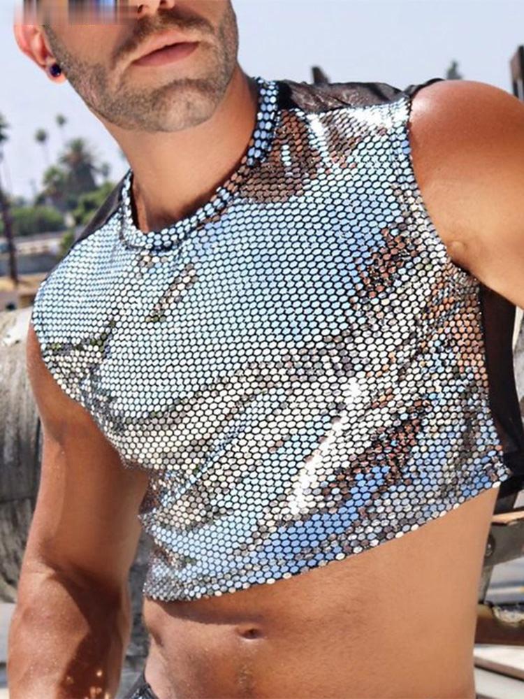  Silver Sequin Crop Top by Queer In The World sold by Queer In The World: The Shop - LGBT Merch Fashion