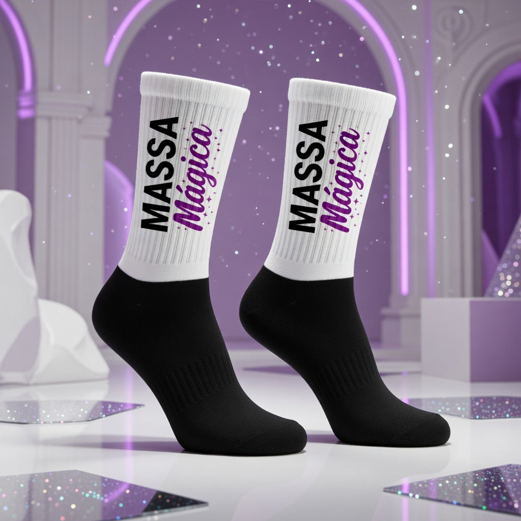Masc 4 Mascara crew socks sport “MASSA Mágica” in black and purple