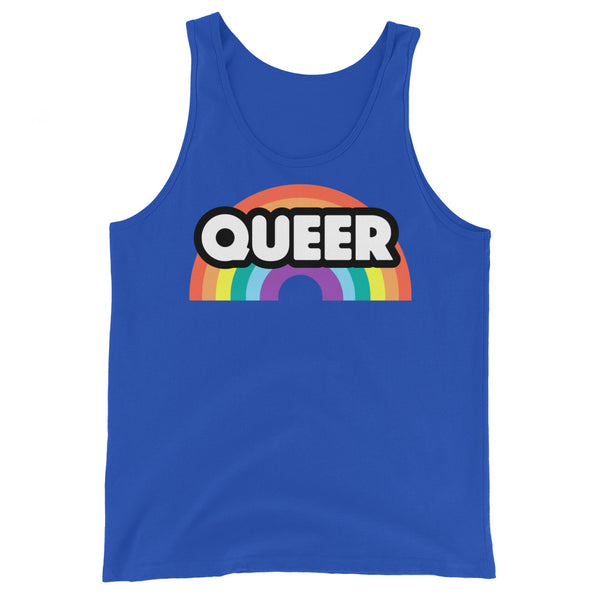 Unisex royal blue tank top with 