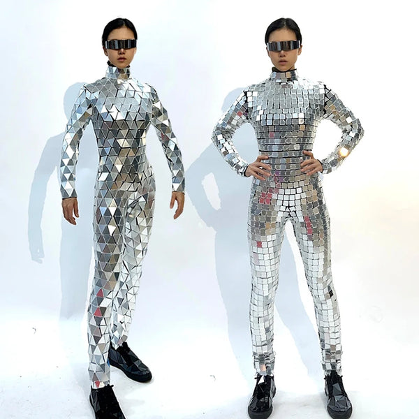 Mirrorball maniac disco catsuit photographed for the product listing.