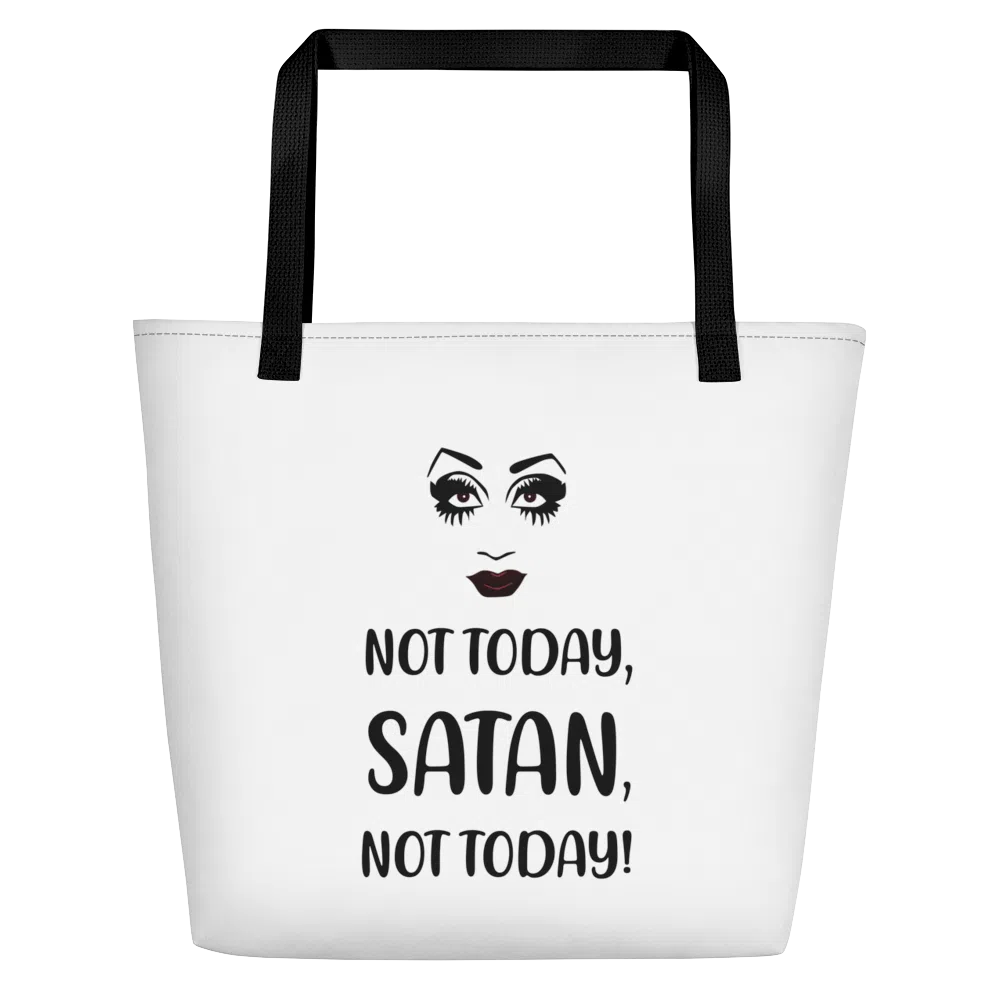 Black Not Today Satan Beach Bag by Queer In The World Originals sold by Queer In The World: The Shop - LGBT Merch Fashion