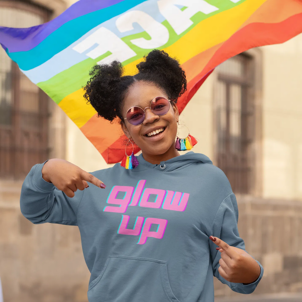 Black Glow Up Unisex Hoodie by Queer In The World Originals sold by Queer In The World: The Shop - LGBT Merch Fashion