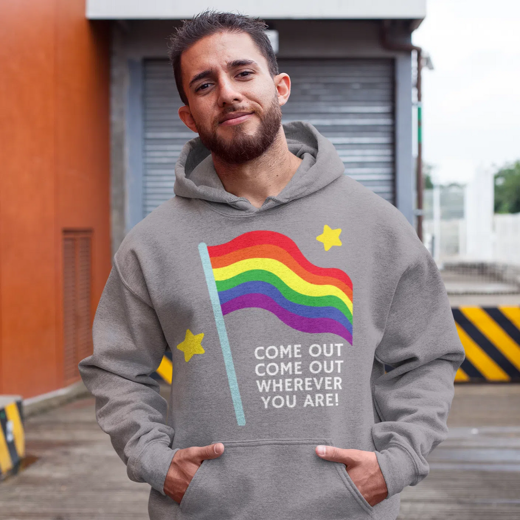 Black Come Out Come Out Wherever You Are! Unisex Hoodie by Queer In The World Originals sold by Queer In The World: The Shop - LGBT Merch Fashion