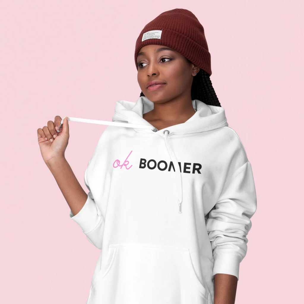 Light Blue Ok Boomer Unisex Hoodie by Queer In The World Originals sold by Queer In The World: The Shop - LGBT Merch Fashion