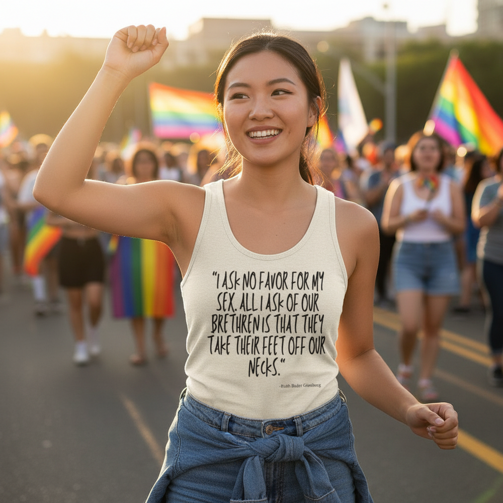 No Favor For My Sex Unisex Tank Top with “I ask no favor for my sex...” quote