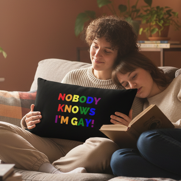 Two people sit together on a couch, one resting their head on the other's shoulder