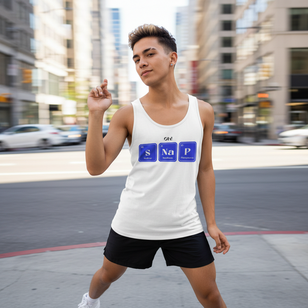 Oh! SNaP Unisex Tank Top in blue with 