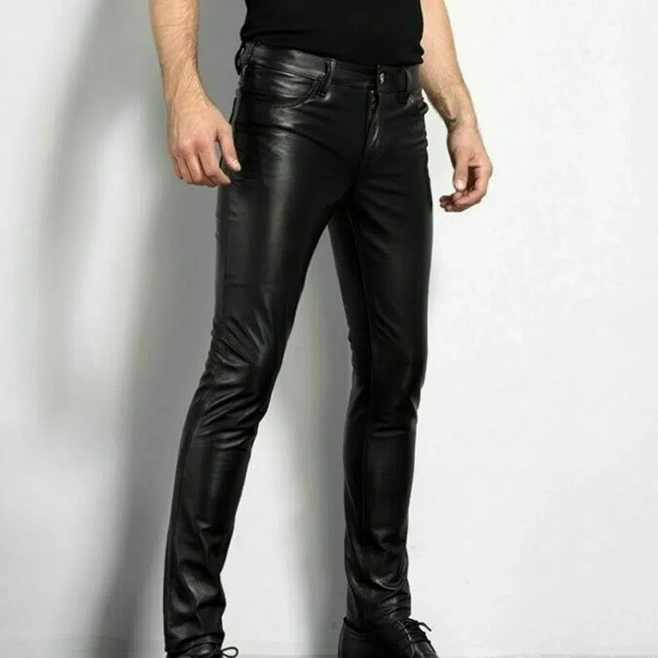 Slim Fit Mens Fake Leather Pants