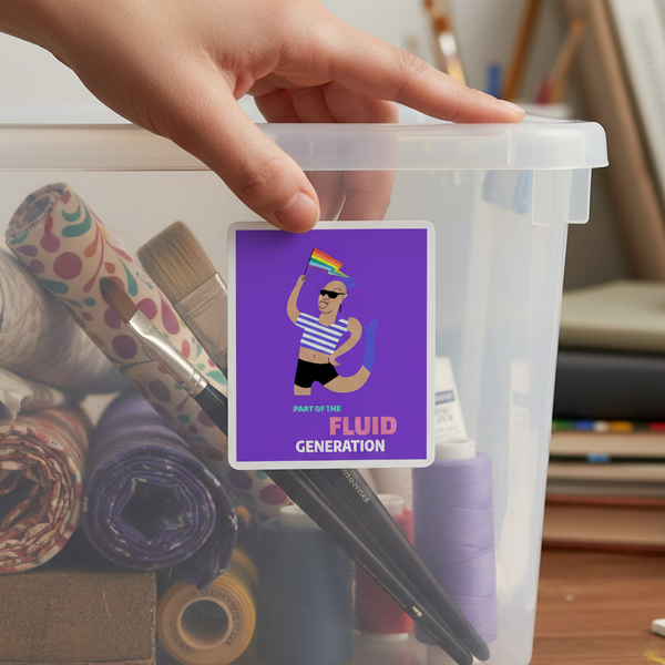 Sticker pack: a clear box labeled 