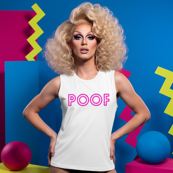 Poof Muscle Top with bold pink 