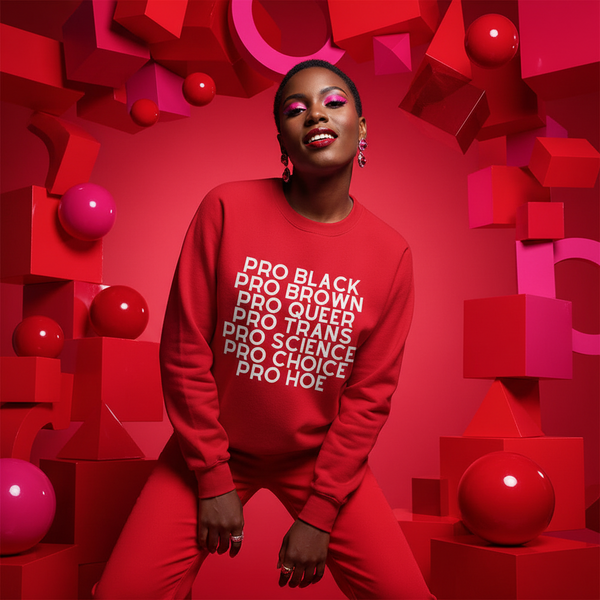 Pro Hoe Unisex Sweatshirt in red with bold white 