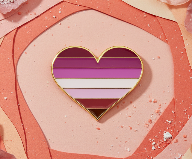 Lesbian Pride Heart Enamel Pin