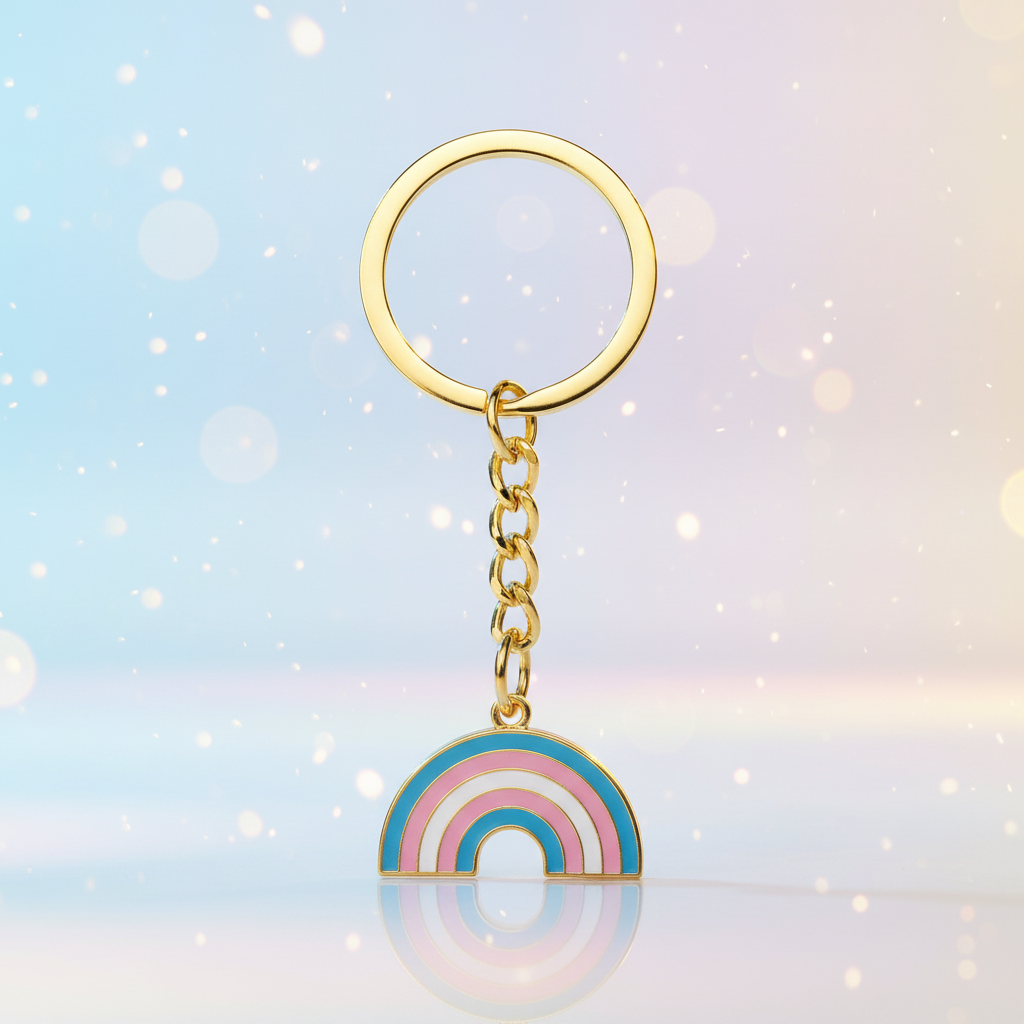 Trans Rainbow Keychain