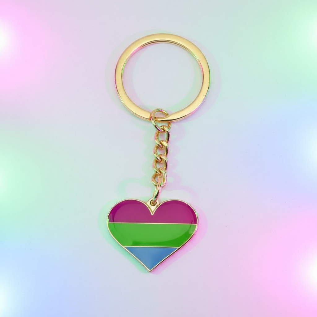 Polysexual Pride Heart Keychain