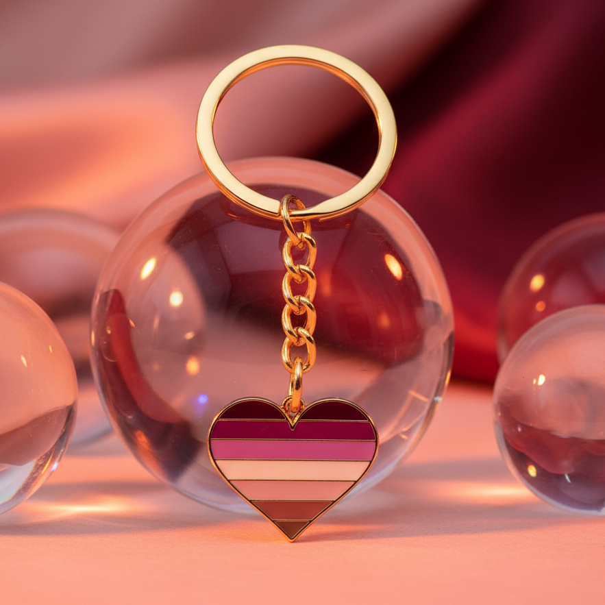 Lesbian Pride Heart Keychain