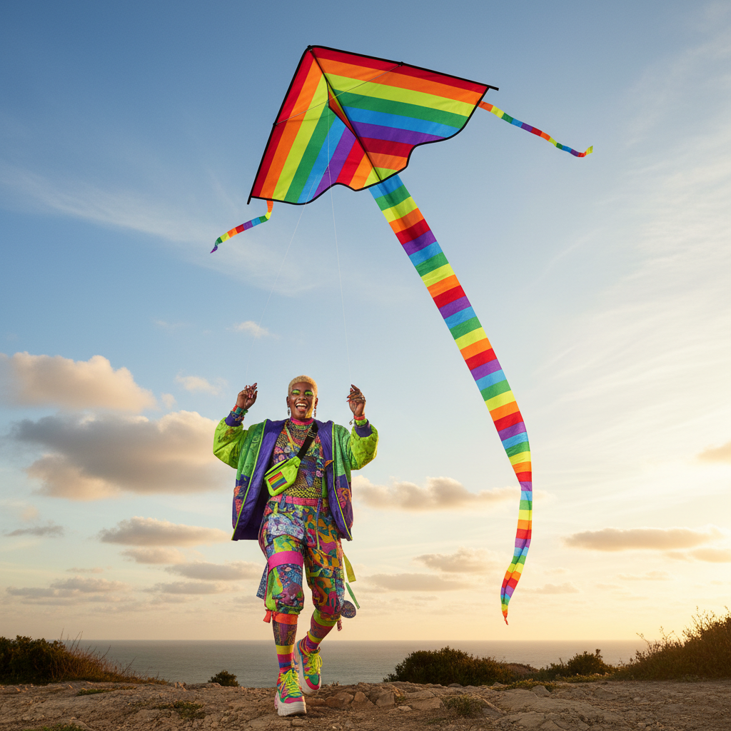 Long Tail Rainbow Pride Kite