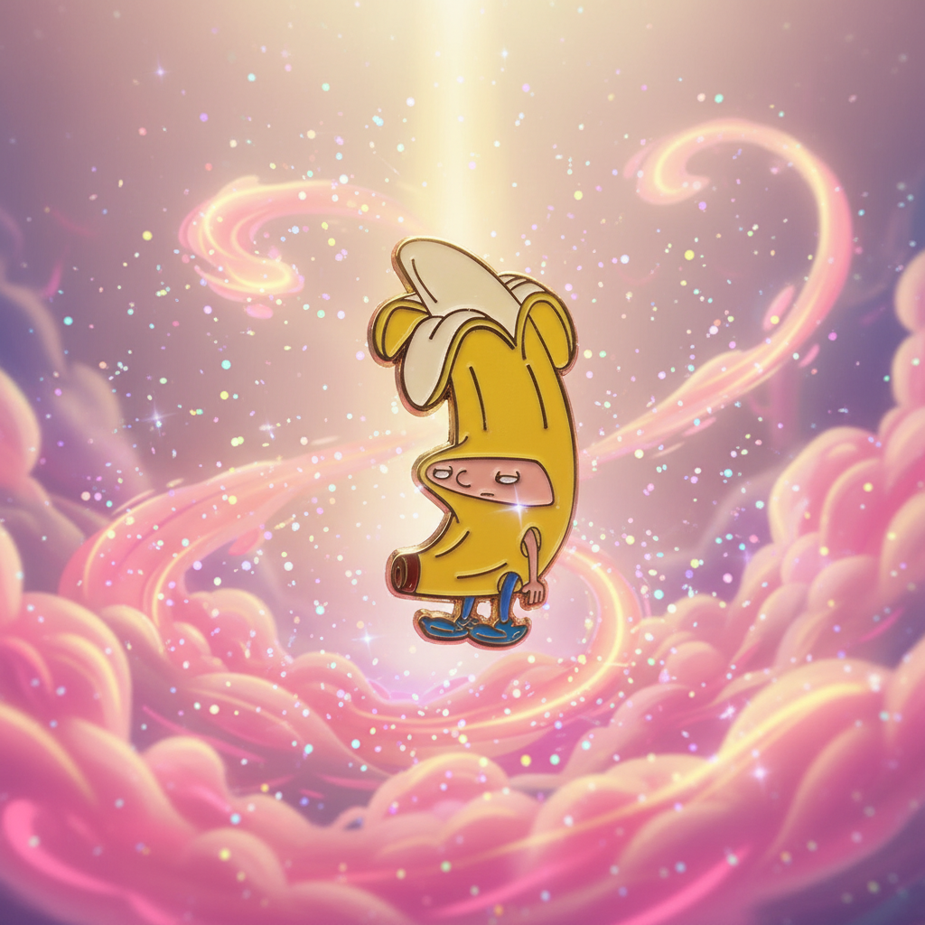 Hey Arnold in Banana Suit Enamel Pin features a playful cartoon character in a banana costume, set in a dreamy, magical cloudscape. Celebrate pride and self-expression with this fierce, empowering accessory.