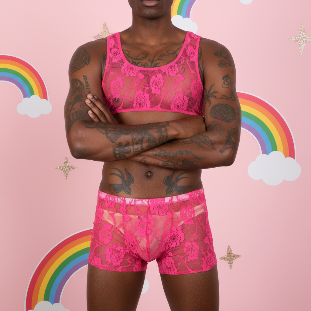 Lace Crop Top + Boxers Set