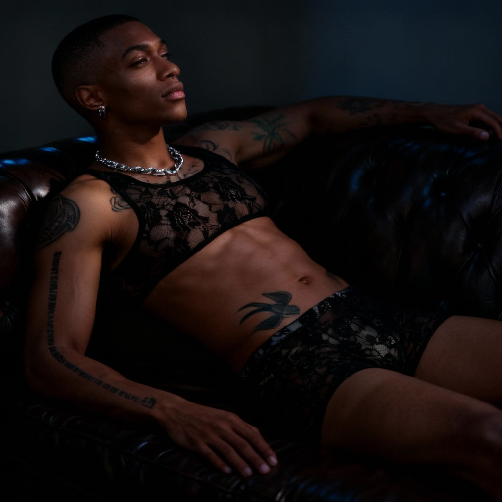 Lace Crop Top + Boxers Set