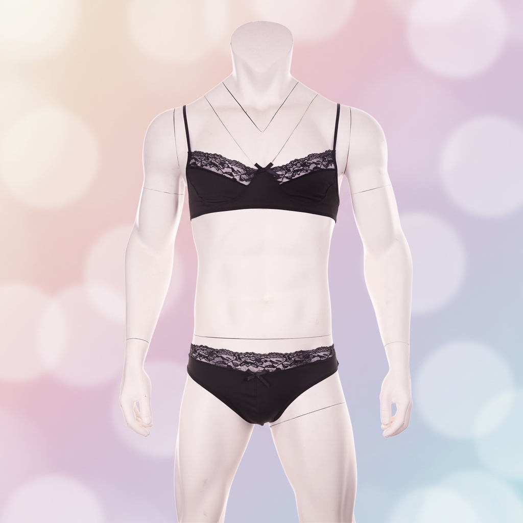 Men's Lace Lingerie Panties & Bra Set – Queer In The World: The Shop