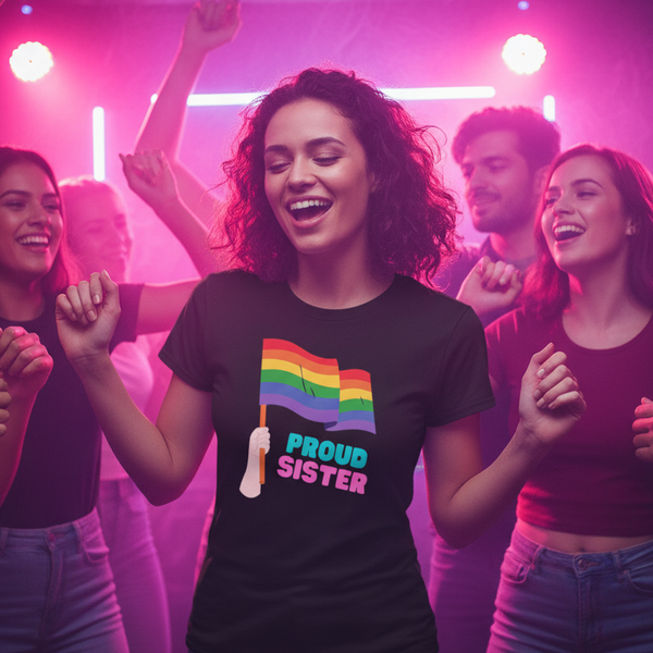 Proud Sister T-Shirt with rainbow flag and 
