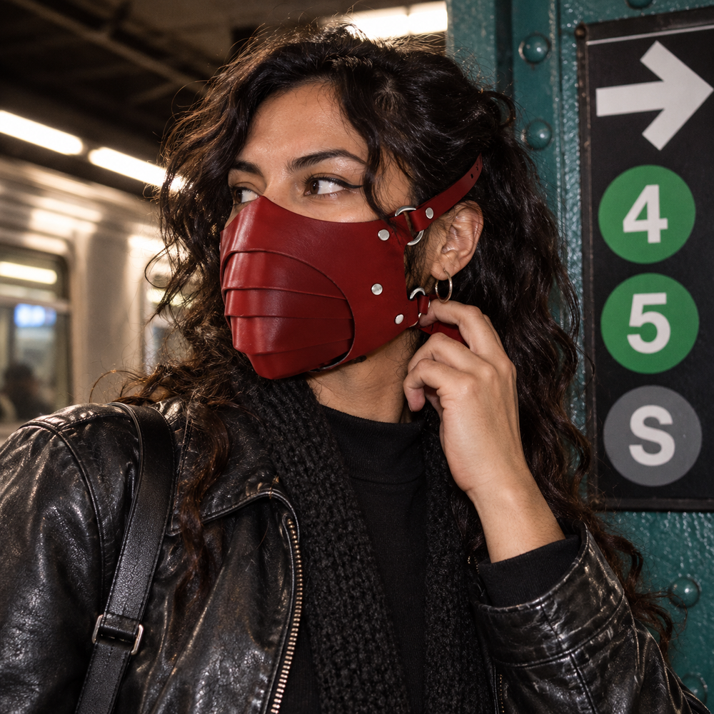 Punk Leather Breathable Mask — Candid Inside the Impossible ARTPOP CHAOS editorial