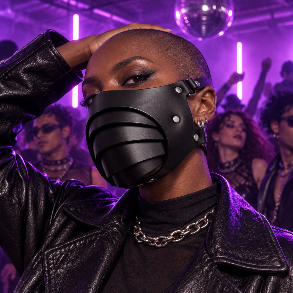 Punk Leather Breathable Mask — After-Dark Queer Mythology ARTPOP CHAOS editorial