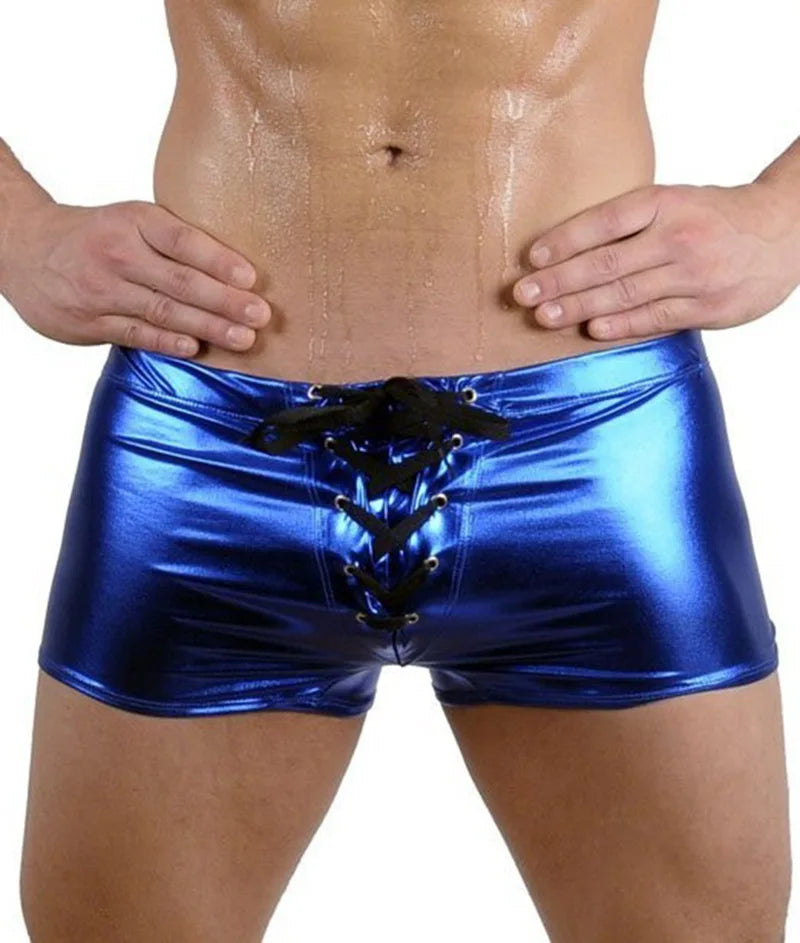 Queer daddy drawstring shorts photographed for the product listing.