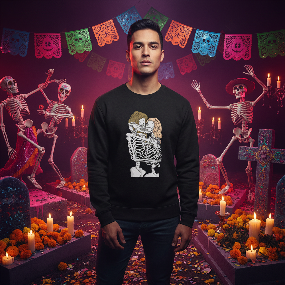 Queer Skeletons Unisex Sweatshirt, soft fabric, shown