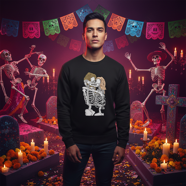 Queer Skeletons Unisex Sweatshirt, soft fabric, shown