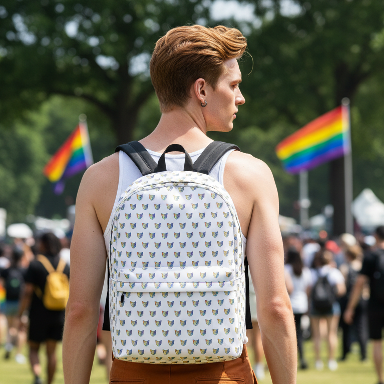 Medium Rainbow Fox Backpack with laptop pocket