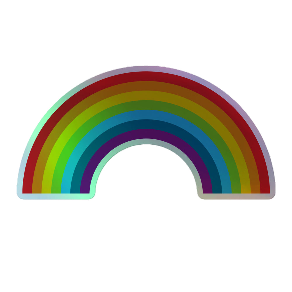 Rainbow arch sticker with multicolored bands and a central cutout on a white background
