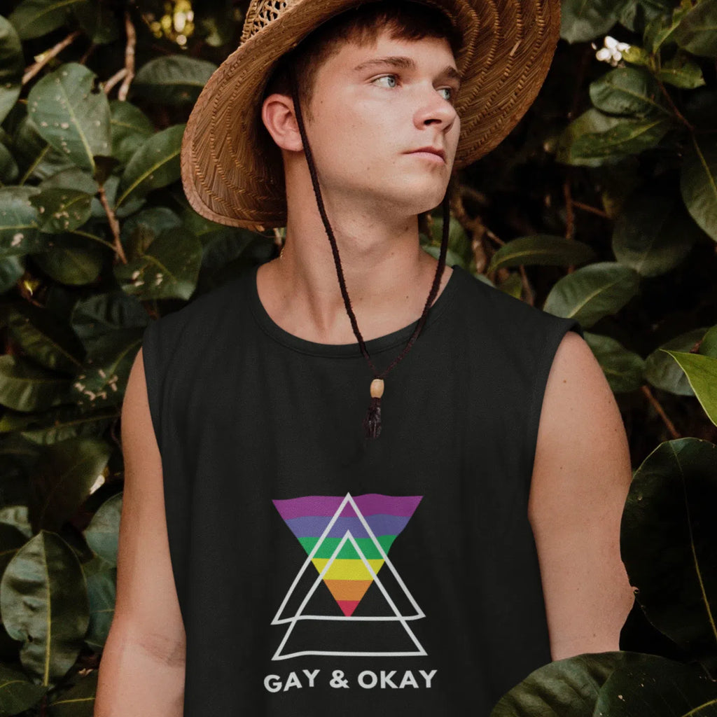 Black Gay & OK Muscle Top by Queer In The World Originals sold by Queer In The World: The Shop - LGBT Merch Fashion