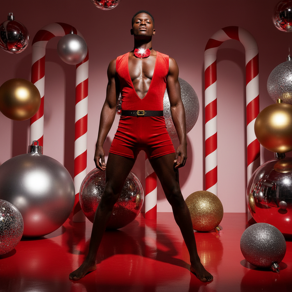 Front-view model wearing a red sleeveless velvet jumpsuit with deep V-neck and belt