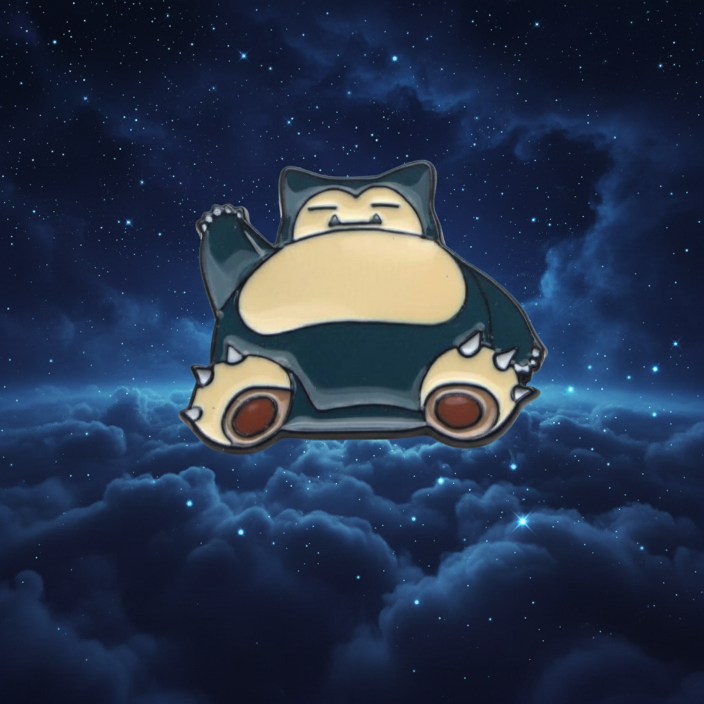 Snorlax Enamel Pin: A bold, hard enamel pin of Snorlax against a starry night backdrop, embodying pride and self-expression, perfect for showcasing LGBTQIA+ empowerment and visibility.
