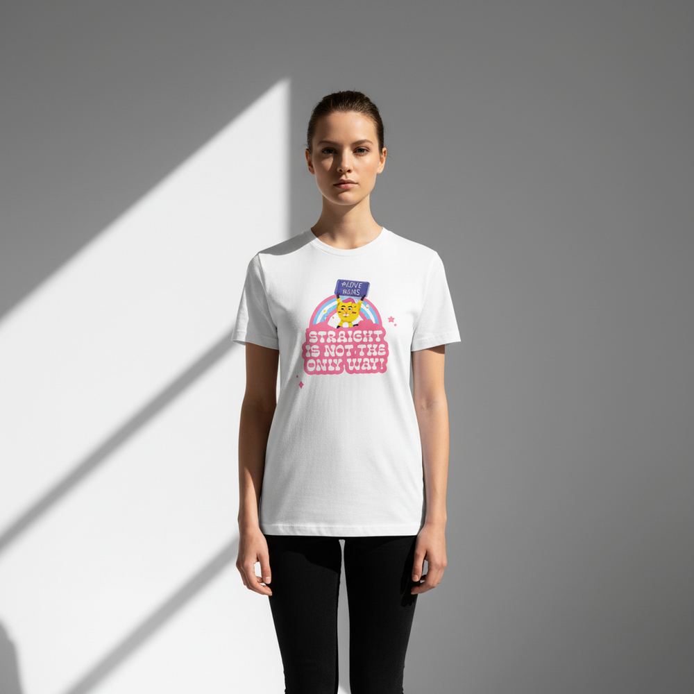 Straight Is Not The Only Way! T-Shirt with rainbow and flowers