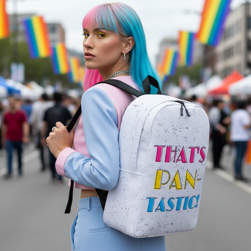 Thats Pan-Tastic! Minimalist Backpack with rainbow slogan