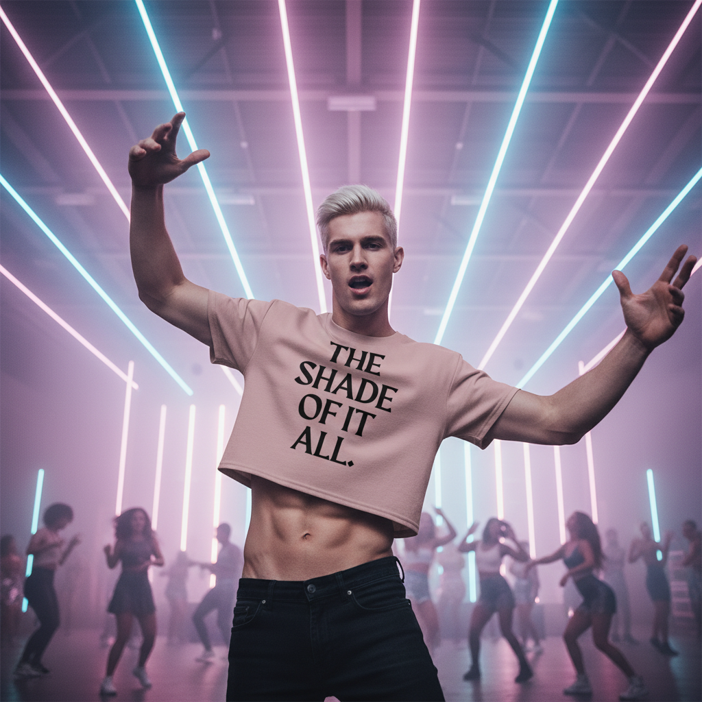 The Shade Of It All Crop Top on a young blond person, serving confident