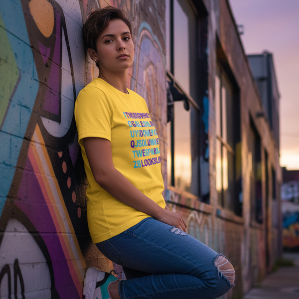 T-shirt reading 