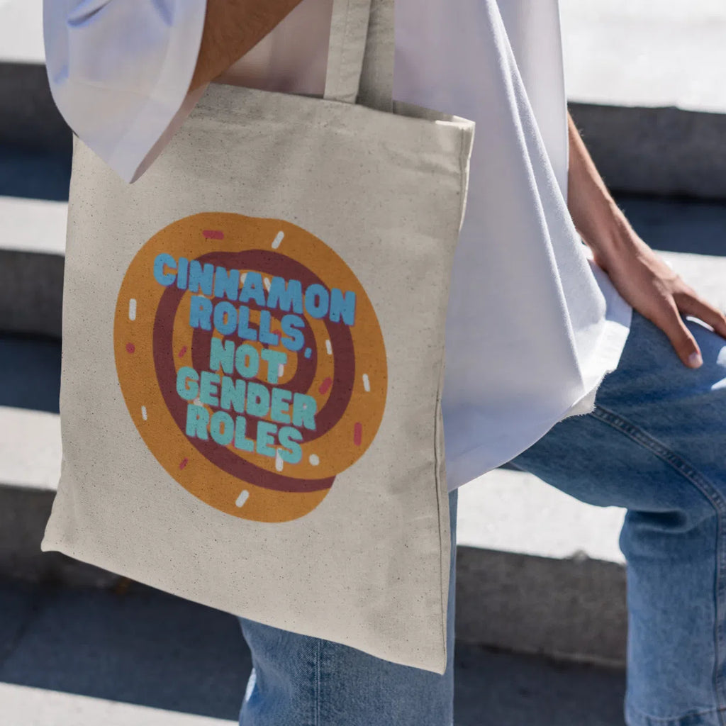 Black Cinnamon Rolls Not Gender Roles Eco Tote Bag by Queer In The World Originals sold by Queer In The World: The Shop - LGBT Merch Fashion
