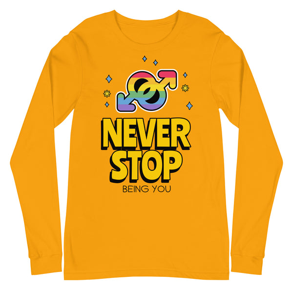 Gold unisex long sleeve tee with 