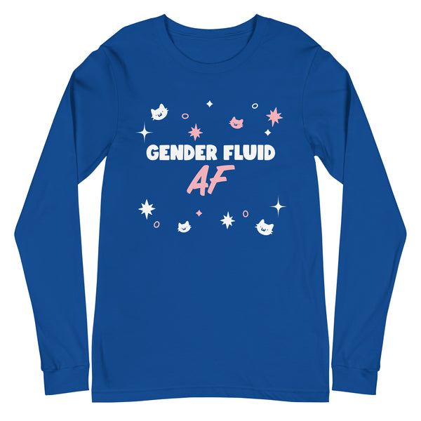 Unisex long sleeve T-shirt in royal blue features 